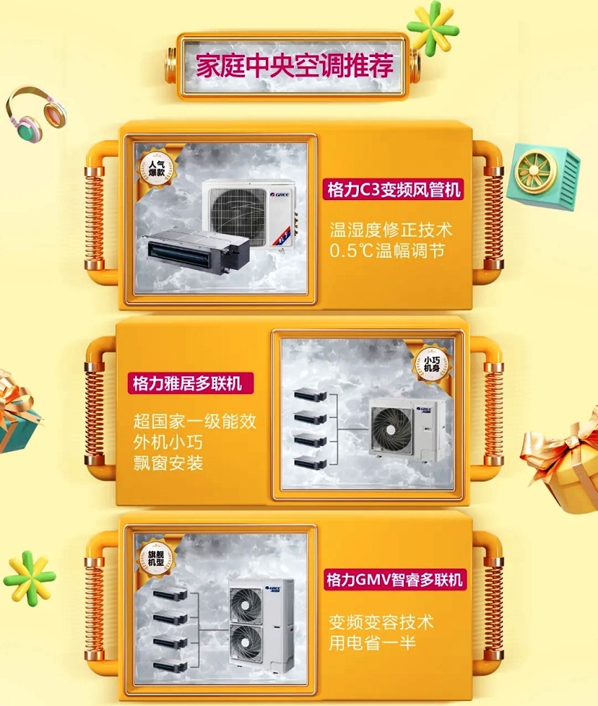 沈阳格力家用中央空调6月燃动钜惠机型简介