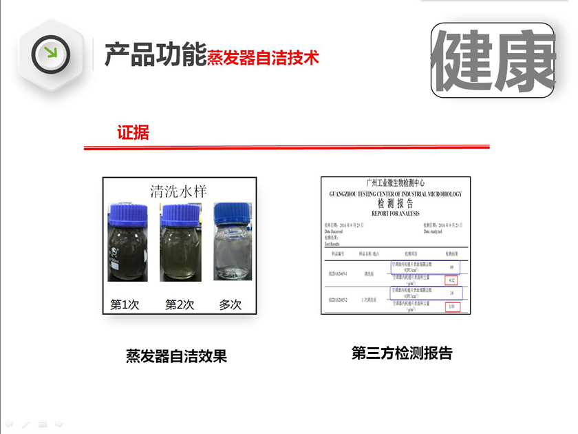 蒸发器自洁效果，第三方检测报告